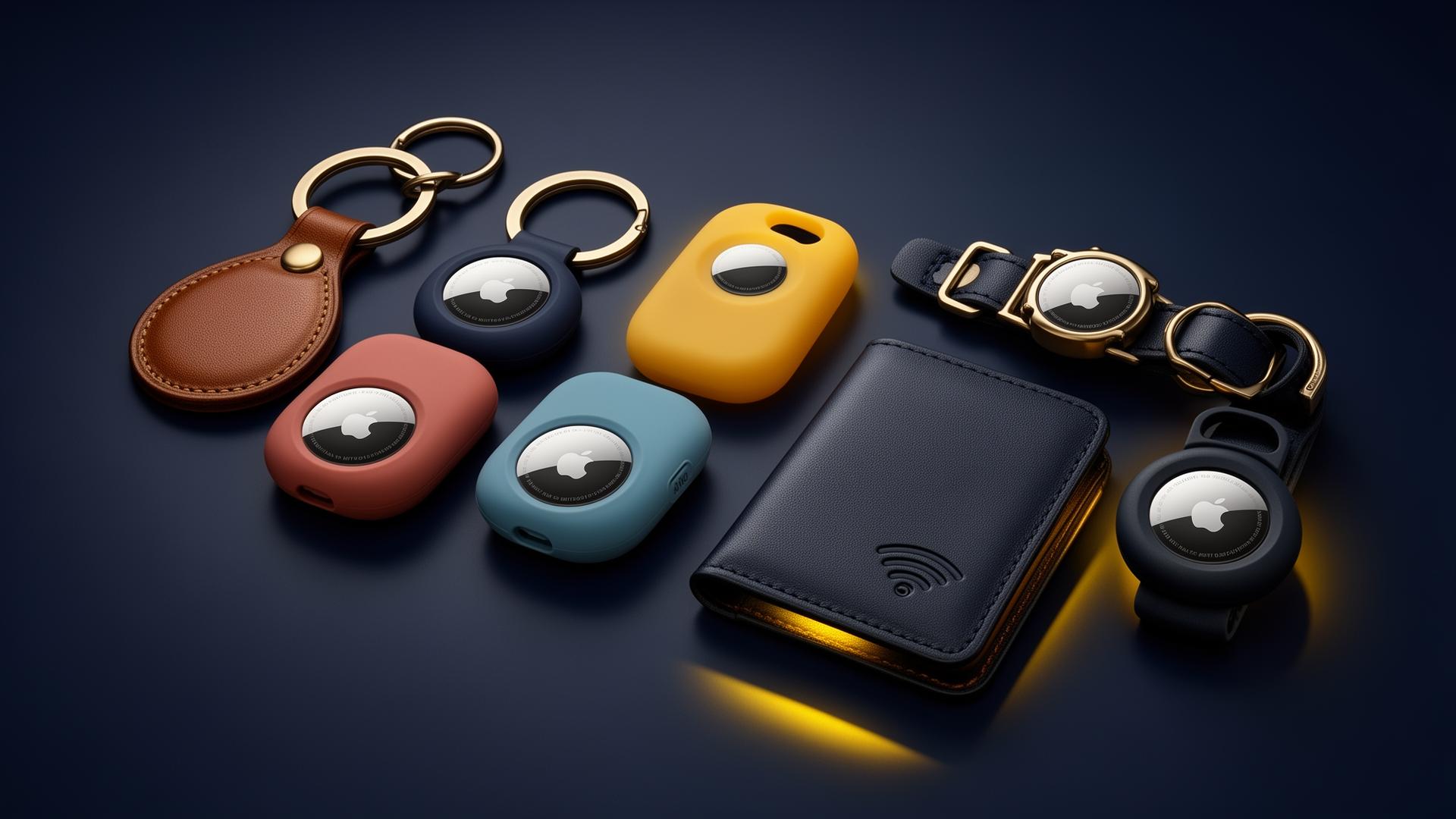 Premium AirTag accessories — leather keychains, silicone cases, RFID wallet and pet collar holder