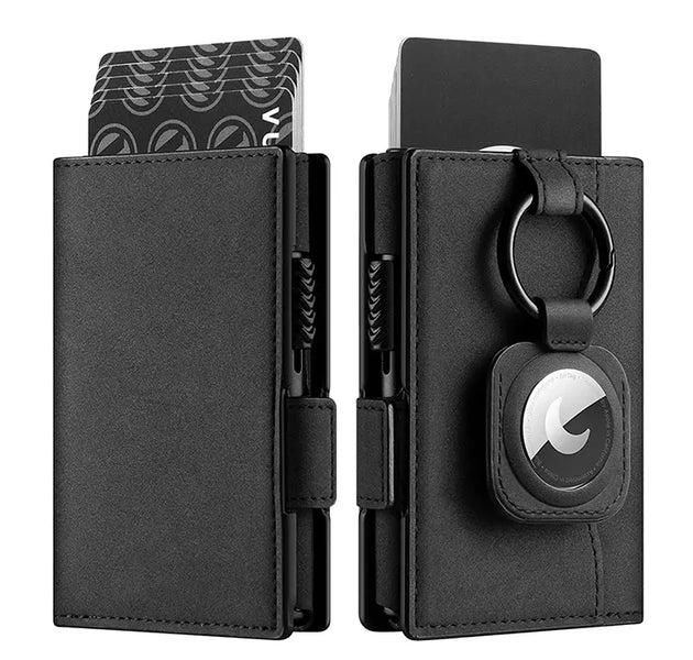 Card Holder Wallet with Airtag Holder Pop Up Leather Wallet RFID Blocking Magnetic Closure for Men