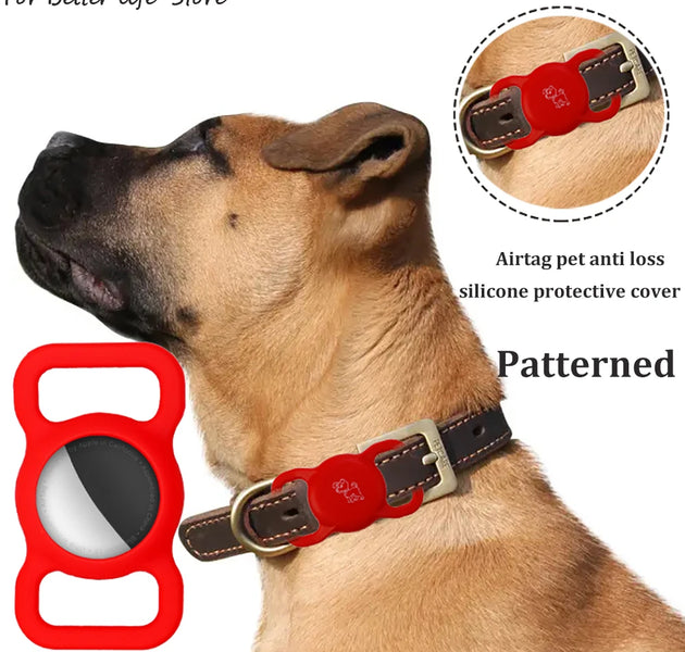 Patterned Silicone Pet Collar with Apple Tracker Protection and Luminous Color