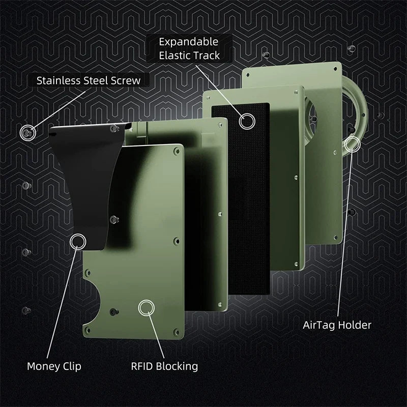 Sleek RFID Aluminum Card Holder with Cash Strap for Men