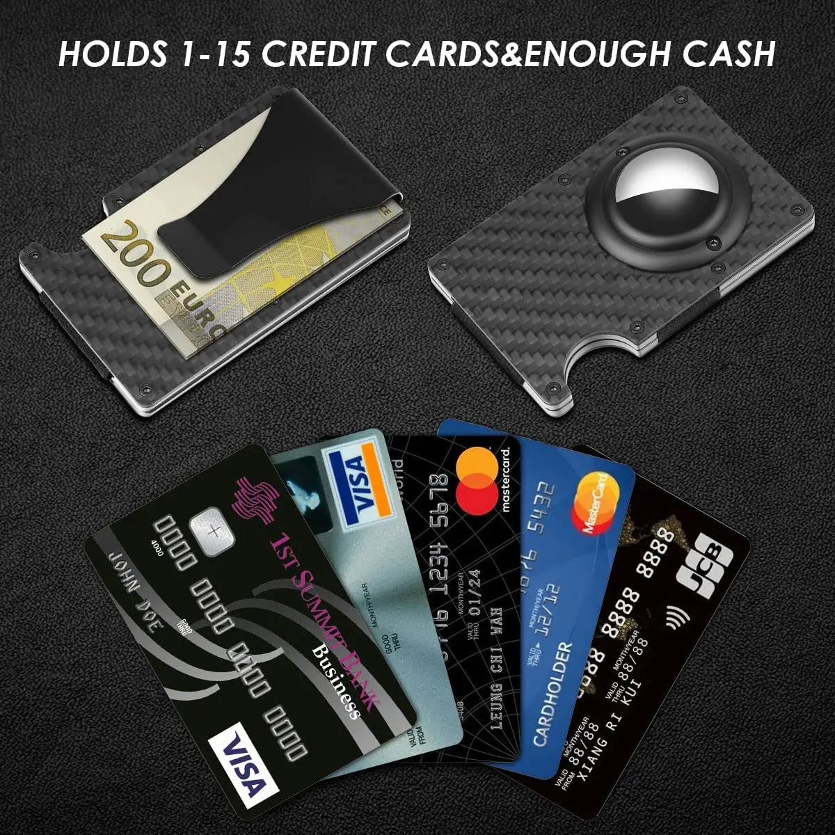 Sleek RFID Aluminum Card Holder with Cash Strap for Men