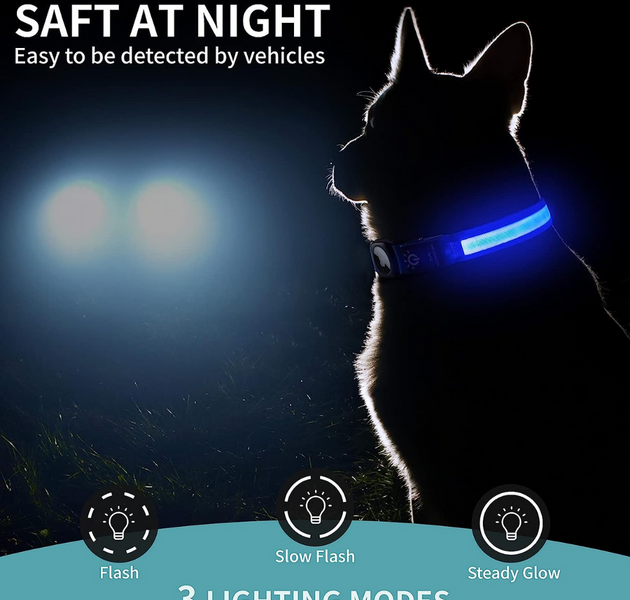 LED Pet Collar Light Airtag Pet Dog Collar - Red
