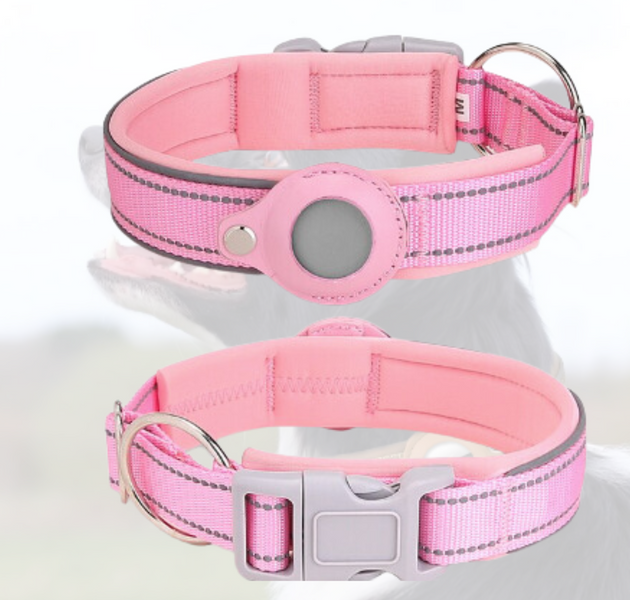Anti-Lost Airtag Pet Dog Collar - Pink