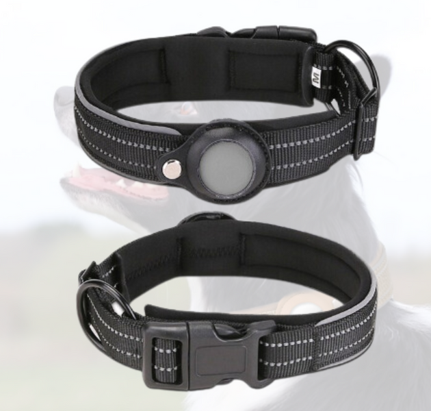 Anti-Lost Airtag Pet Dog Collar - Black