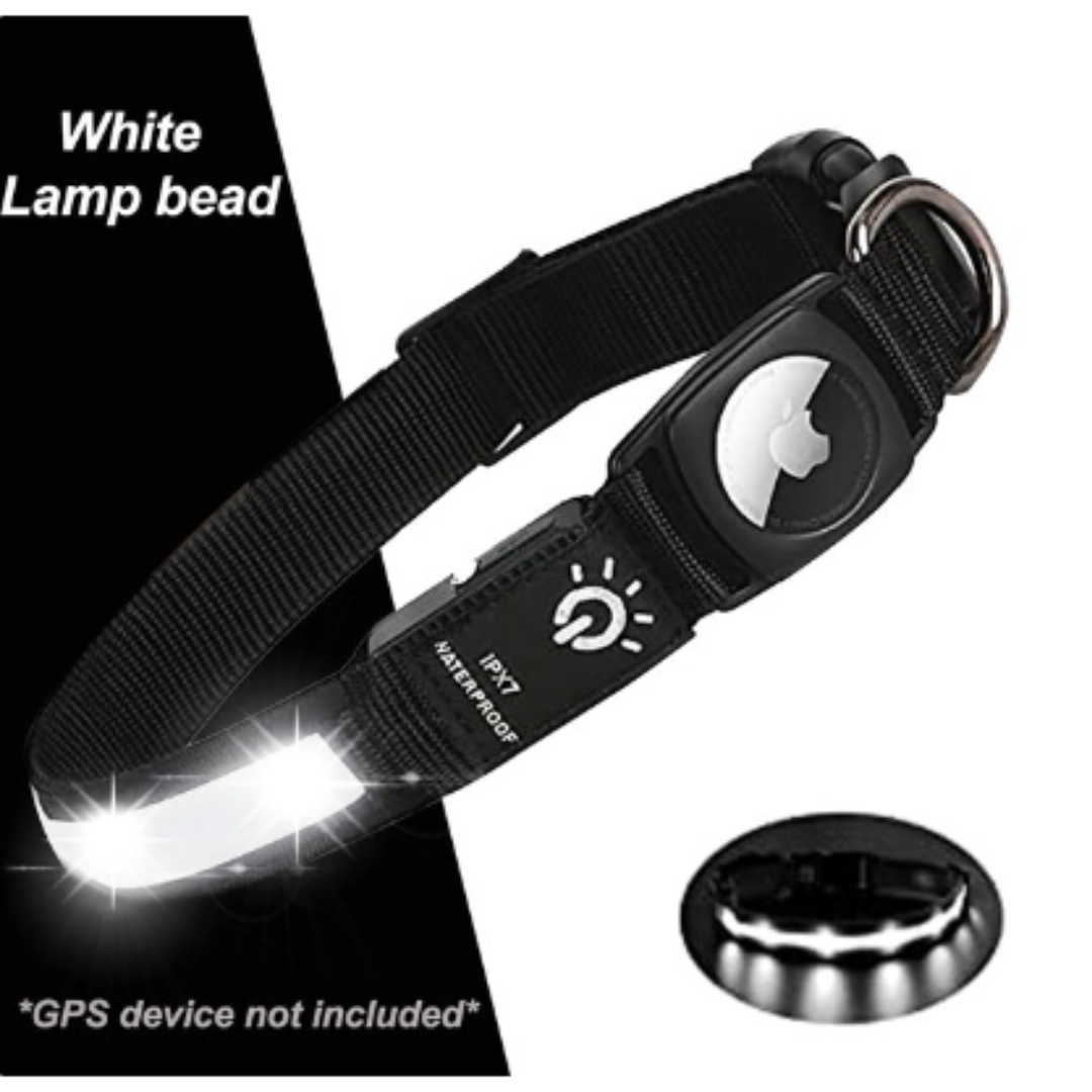 LED Pet Collar Light Airtag Pet Dog Collar - Black