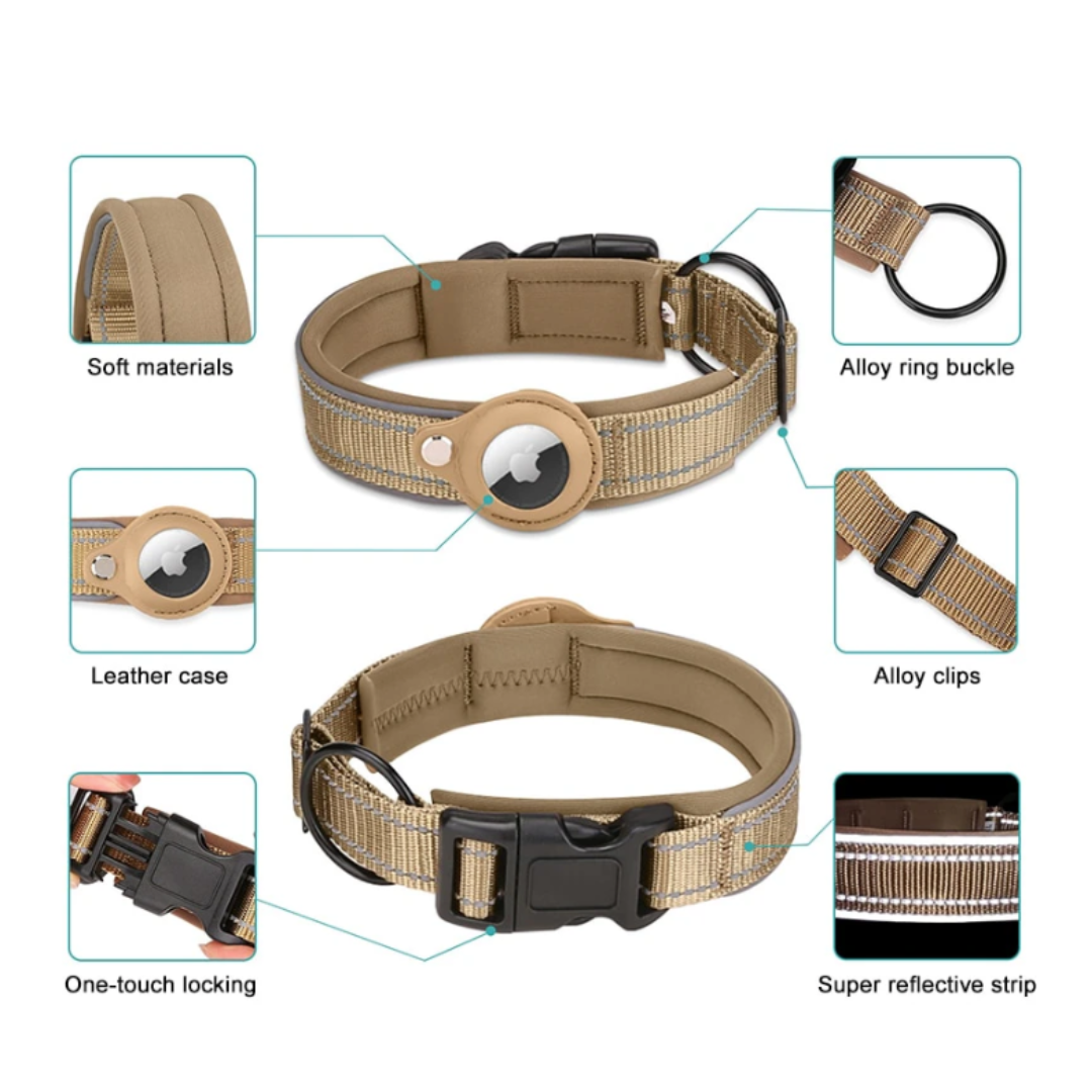 Anti-Lost Airtag Pet Dog Collar - Black